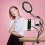 Led Ring Light with iPad Microphone Holder Desk Kit - Selfie Flash vlogging Camera Video Live Stream Light with Flexible Lazy Arms for iPhone Android Cell Phone & Tablet