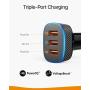 Roav SmartCharge Halo, by Anker, 3-Port USB 30W Car Charger with Quick Charge 3.0 and PowerIQ for iPhone Xs/XS Max/XR/X/8, iPad Pro/Air 2/Mini, Galaxy S8/Edge, Note 8/5/4, Nexus, and More