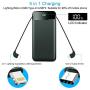 Portable Charger Power Bank 20000mAh Built in Cables Fast Charging 3A Battery Charger with Tri-Input and Four-Output,LCD Display External Battery for Smart Phone, Android, Tablet and More(Green)