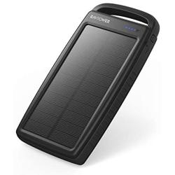 Solar Power Bank,Solar Charger 20000mAh RAVPower with Dual Ouput 5V/2.4A Input, External Battery Pack with Flashlight (IPX4 Splashproof, Dustproof, Shockproof) for Smartphones, Tablets and More