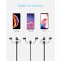 Wishinkle 3-in-1 Cable Type C/Micro USB/Lightning, 3-in-1 Nylon Braided Cable [Apple MFi Certified], For iPhone, iPad, iPod, Samsung Galaxy, Huawei, HTC, LG, Android Smartphones, and More,3.3ft, Black