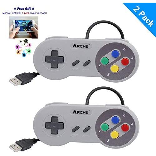 ARCHE USB Controller Compatible with Nintendo Super SNES Classic Mini, NES Classic, SNES Mini, 2 Pack - Colorful>//Free Joystick for Mobile Phone Game