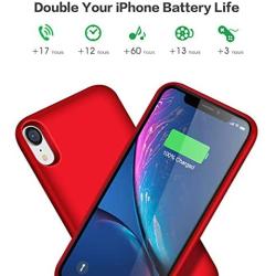 Trswyop Battery Case for iPhone XR, 6800mAh Portable Charging Case for iPhone XR Rechargeable Backup External Battery Pack Extended Battery Protective Charger Case(6.1inch)-Red