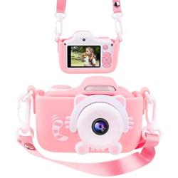 ROOCHL Kids Camera for Girls Gifts HD 2.0 Inches Screen Kids Video Camera Anti-Drop Children Selfie Toy Camera Mini Cartoon Child Camcorder for 3-14-Year-Old with Soft Silicone Case (Pink)