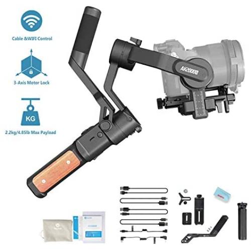 FeiyuTech AK2000S 3-Axis Handheld Gimbal Stabilizer for Mirrorless/DSLR Cameras Compatible with Sony α9/α7R4/A6400, Canon EOS R/M50/M6, Panasonic GH4/GH5S, Nikon Z6/Z7, Fuji XT3/X-T20, 2.2kg Payload