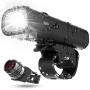 USB Rechargeable Bike Light Set, Runtime 8+ Hours 400 Lumen Super Bright Headlight Front Lights and Back Rear LED, 4 Light Mode Fits All Bicycles, Mountain, Road