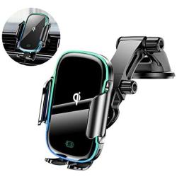 KLT Wireless Car Charger Mount 15W Qi Fast Charging Auto-Clamping Windshield Dash Air Vent Car Phone Holder Compatible with iPhone 11/11 Pro/11 Pro Max/XS/X/XR, Samsung S10/S10+/S9/S9+/S8/S8+, etc