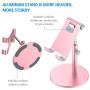 (2020 Upgraded Newest) Tablet Stand, Height Adjustable Desktop Stand Holder, 360° Rotating Aluminum Alloy Cradle Mount Dock for iPhone, Samsung, Smartphone & iPad, Tablet etc (4-10 Screen), Pink