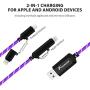 [Apple MFi Certified] Foxnovo Led iPhone Charger Cable, 2-in-1 Led Lightning Cable with 360° Flowing Light for iPhone 11/11 Pro/Max/XS/XR/X/8/8 Plus/7/7 Plus/6/6 Plus/5s/5s Plus/Android, 3.3ft