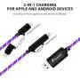 [Apple MFi Certified] Foxnovo Led iPhone Charger Cable, 2-in-1 Led Lightning Cable with 360° Flowing Light for iPhone 11/11 Pro/Max/XS/XR/X/8/8 Plus/7/7 Plus/6/6 Plus/5s/5s Plus/Android, 3.3ft