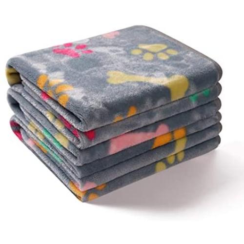 Luciphia 1 Pack 3 Blankets Super Soft Fluffy Cute Bone Pattern Pet Blanket Flannel Throw for Dog Puppy Cat Light Grey Small