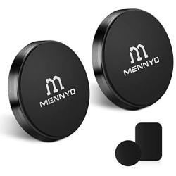 Magnetic Car Mount, 2 Pack Universal Flat Stick On Magnet Phone Holder Car Mounts with 2 Metal Plates for Cell Phones Mini Tablets