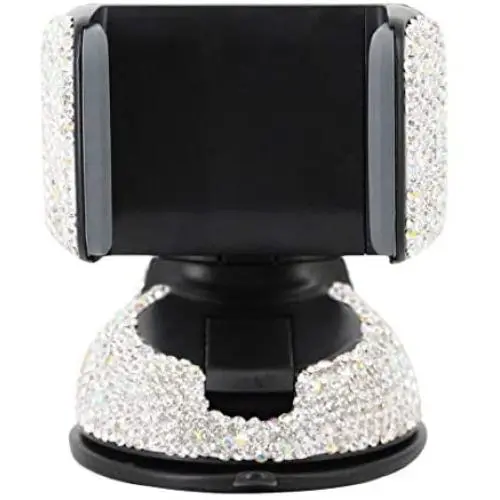 Radish Stars Adjustable Strong Sticky Dashboard Car Phone Mount Crystal Rhinestone Phone Holder, White Radish Stars Adjustable Strong Sticky Dashboard Car Phone Mount Crystal Rhinestone Phone Holder, White