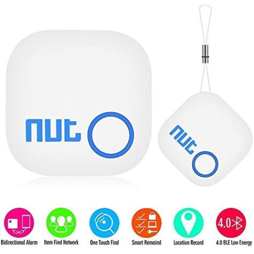 Tile Key Finder Locator Smart Tracker - &quotNut 2" Bluetooth Item Anti-Lost Phone Finder with App, Item Car Key GPS Alarm Tracer Reminder Chip for Bag Phone Pets Dog Keychain Wallet Purse Luggage, White