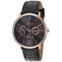 Tommy Hilfiger Mens Gold Quartz Watch with Leather Calfskin Strap, Black, 20 (Model: 1710377)