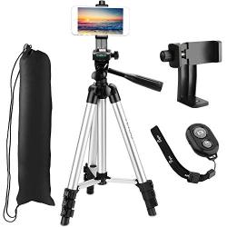 Phone Tripod,PEYOU 50" Aluminum Camera Tripod + Wireless Remote Shutter + 360°Rotation Smartphone Holder Mount Compatible for iPhone Xs Max XR X 8 7 6 Plus,for Samsung Galaxy Note 9 8 S10 S9 S8 Plus