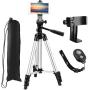 Phone Tripod,PEYOU 50" Aluminum Camera Tripod + Wireless Remote Shutter + 360°Rotation Smartphone Holder Mount Compatible for iPhone Xs Max XR X 8 7 6 Plus,for Samsung Galaxy Note 9 8 S10 S9 S8 Plus