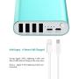 Portable Charger, BONAI 20000mah 4.0A Max Input 4 USB Output Power Bank, Aluminum Polymer External Battery Pack Travel Compatible with iPhone Charger iPod iPad Samsung Smartphone Tablet - Mint