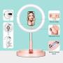 TARION 11" Selfie Ring Light with Stand + Phone Holder Foldable Beauty Ring Light Mini Led Light for Live Stream Video Photography Videography Conference Desk Led Lighting Adjustable Brightness Pink