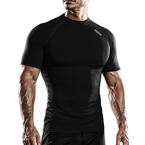 DRSKIN Mens Compression Cool Dry Sports Short Sleeve Shirt Baselayer T-Shirt Athletic Running Rashguard