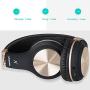Bluetooth Headphones, Riwbox XBT-80 Folding Stereo Wireless Bluetooth Headphones Over Ear with Microphone and Volume Control, Wireless and Wired Headset for PC/Cell Phones/TV/ipad (Black Gold)