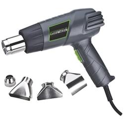 Genesis GHG1500A 12.5 Amp Dual-Temperature Heat Gun Kit with High and Low Settings, Air Reduction Nozzle, Reflector Nozzle, and Two Deflector Nozzles