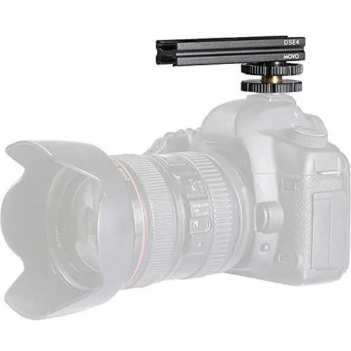 Movo DSE4 Adjustable Cold Shoe Extension Bar - Cold Shoe Rail for DSLR Accessories - Lights, Monitors, Microphones, and More (4") Movo DSE4 Adjustable Cold Shoe Extension Bar - Cold Shoe Rail for DSLR Accessories - Lights, Monitors, Microphones, and More (4")