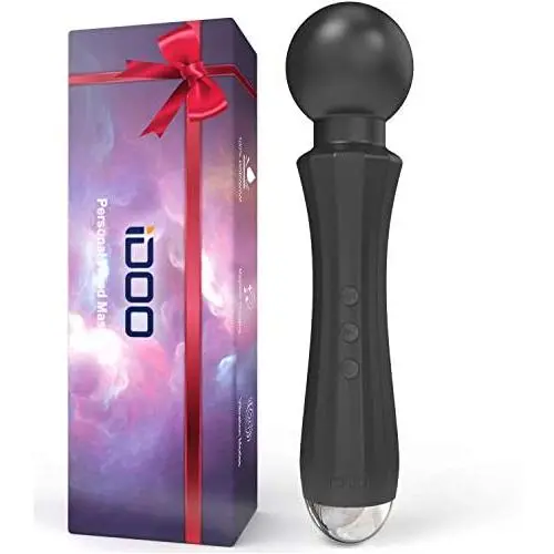 [Upgraded] iDOO Personal Wand Massager, Powerful Handheld Massager with 20 Vibrating Modes 8 Speeds Waterproof Rechargeable Cordless Massager for Back Neck Shoulder Sports Recovery, Black