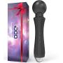 [Upgraded] iDOO Personal Wand Massager, Powerful Handheld Massager with 20 Vibrating Modes 8 Speeds Waterproof Rechargeable Cordless Massager for Back Neck Shoulder Sports Recovery, Black
