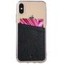 Cell Phone Wallet Stick on Credit Card Holder for Back of Phone [Vegan Leather] Cards Sleeve Pocket, Adhesive Sticker Compatible with iPhone, Most Cases - Black