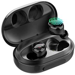 Wireless Earbuds Bluetooth 5.0 Wireless Earbuds IPX8 Waterproof with Charging Case in Ear Built in Mic Headset Deep Bass Wireless Headphones Sport 120H Playtime Stereo Sound for iOS and Android Black