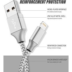 iPhone Charger 3Pack 10FT Mfi Certified Lightning Cables to USB Syncing Data and Nylon Braided Cord Charger for iPhone XS/Max/XR/X/8/6Plus/6S/7Plus/7/8Plus/SE/iPad and More