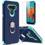 lovpec LG K51 Case with Soft TPU Screen Protector, Ring Holder Kickstand Shockproof Protective Phone Cover Case for LG K51/LG Q51/LG Reflect/LG LM-K500UM (Navy)