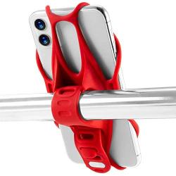 Bone Universal Bike Phone Mount for Motorcycle - Bicycle Handlebars, Adjustable, Fits iPhone 11 | 11 Pro, X, XR, 8 | 8 Plus, 7 | 7 Plus, 6s, Galaxy, S10, S9, S8, Holds Phones from 5.8” to 7.2”, Red