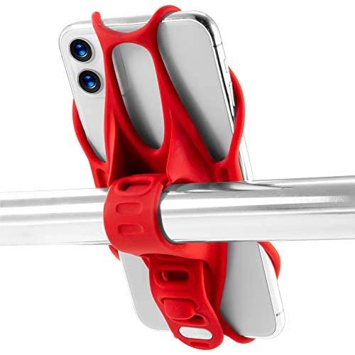 Bone Universal Bike Phone Mount for Motorcycle - Bicycle Handlebars, Adjustable, Fits iPhone 11 | 11 Pro, X, XR, 8 | 8 Plus, 7 | 7 Plus, 6s, Galaxy, S10, S9, S8, Holds Phones from 5.8” to 7.2”, Red