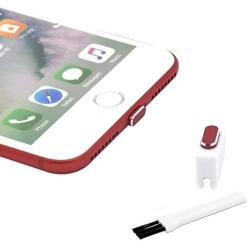 PortPlugs - Aluminum Dust Plugs (2 Pack) -Compatible with iPhone 11, X, XS, XR, 8, 7, 6 Plus, Max, Pro - Includes Cord Holders and Cleaning Brush (Red)