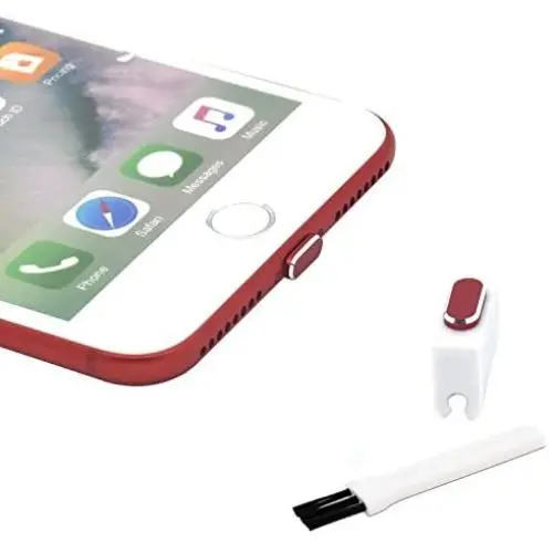 PortPlugs - Aluminum Dust Plugs (2 Pack) -Compatible with iPhone 11, X, XS, XR, 8, 7, 6 Plus, Max, Pro - Includes Cord Holders and Cleaning Brush (Red) PortPlugs - Aluminum Dust Plugs (2 Pack) -Compatible with iPhone 11, X, XS, XR, 8, 7, 6 Plus, Max, Pro - Includes Cord Holders and Cleaning Brush (Red)