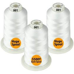 Simthread - 26 Selections - Various Assorted Color Packs of Polyester Embroidery Machine Thread Huge Spool 5500Y for All Purpose Sewing Embroidery Machines - White