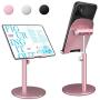 Swhatty Cell Phone Stand Universal Tablet Dock, Angle Height Adjustable Sturdy All Aluminum Alloy Stable Phone Holder for Desk, Compatible with Mobile Phone/iPad 4.7"-12.9" Screen (Rose Gold)