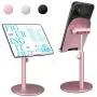 Swhatty Cell Phone Stand Universal Tablet Dock, Angle Height Adjustable Sturdy All Aluminum Alloy Stable Phone Holder for Desk, Compatible with Mobile Phone/iPad 4.7"-12.9" Screen (Rose Gold)