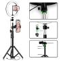 10.2" Selfie Ring Light with Tripod Stand & Cell Phone Holder for Live Stream/Makeup, QI-EU Mini Led Camera Ringlight for YouTube Video/Photography/Tiktok Compatible with iPhone and Android Smartphone