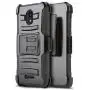 CasemartUSA Phone Case for [Alcatel TCL A1 (A501DL)], [Refined Series][Black] Shockproof Cover with Kickstand & Holster for Alcatel TCL A1 (Tracfone, Simple Mobile, Straight Talk, Total Wireless)