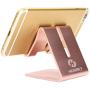 Honsky Solid Portable Universal Aluminum Desktop Desk Stand Hands Free Mobile Smart Cell Phone Holder Tablet Display Stand, Rose Gold