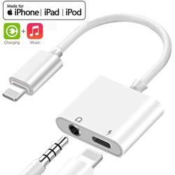 Headphone Jack Adapter Dongle to 3.5mm Converter Car Charge Accessories with 2 in 1 Earphone for iPhone 7/8/8Plus/X/XS/XS MAX/XR/11 Pro Splitter Adaptor Cable Audio Connector iOS Systems