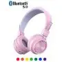 iClever BTH03 Kids Wireless Headphones, Colorful LED Lights Kids Headphones with MIC, 25H Playtime, Stereo Sound, Bluetooth 5.0, Foldable, Childrens Headphones on Ear for Study Tablet Airplane, Pink