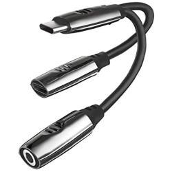 SIYIBAEBY Headphone Adapter Jack Splitter, USB C to 3.5 mm Headphone Jack Adapter, Audio Charge and Music 2 in 1 Aux Cable Compatible, for iPad Pro2018, Google Pixel 2/3/4/2XL/3XL, K1/U7mini/U7, Black