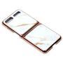 Phone Case Ultra-Thin Back Cover Tempered Glass Shell Electroplated PC Protector Fit for Samsung Galaxy Z Flip Phone Accessories (Gold Thread White)