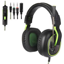 PS4 Gaming Headsets, G838 Gaming Headset for Xbox One Over Ear Headphones with Mic in-line Control Deep Bass for PS4 (Black Green)