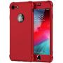 ORETECH iPhone 7 Case,iPhone 8 Case with[2 x Tempered Glass Screen Protectors] 360° Full Body Anti-Scratch Protection Cover Hard PC + Soft Rubber Silicone for iPhone 7/8-4.7- Metallic Red