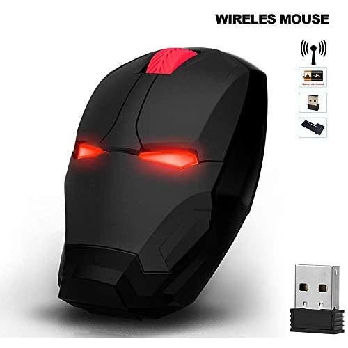 Avengers Endgame Iron Man Mouse Wireless Mouse Ergonomic 2.4 G Portable Mobile Computer Click Silent Mouse Optical Mice with USB Receiver Gaming Mouse (Black)